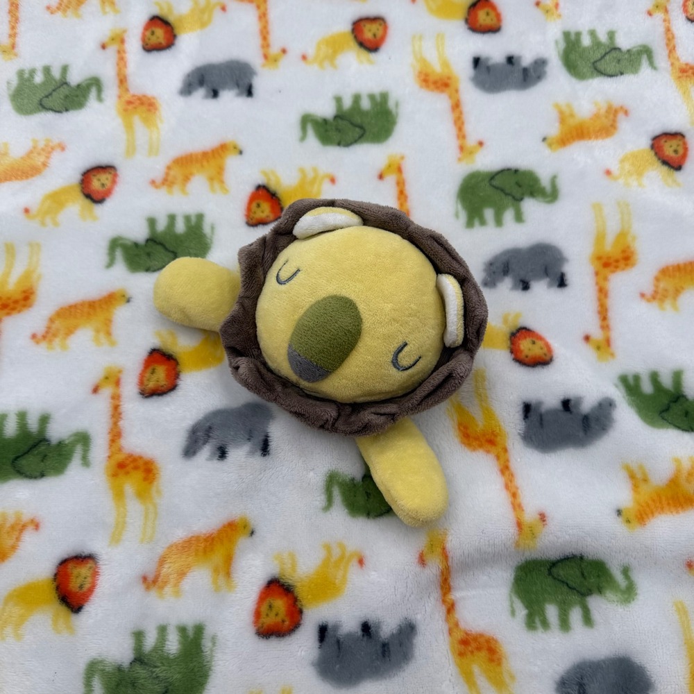 Little Me Lion Safari Animal Security Blanket Lovey Plush White Yellow 23"x22"